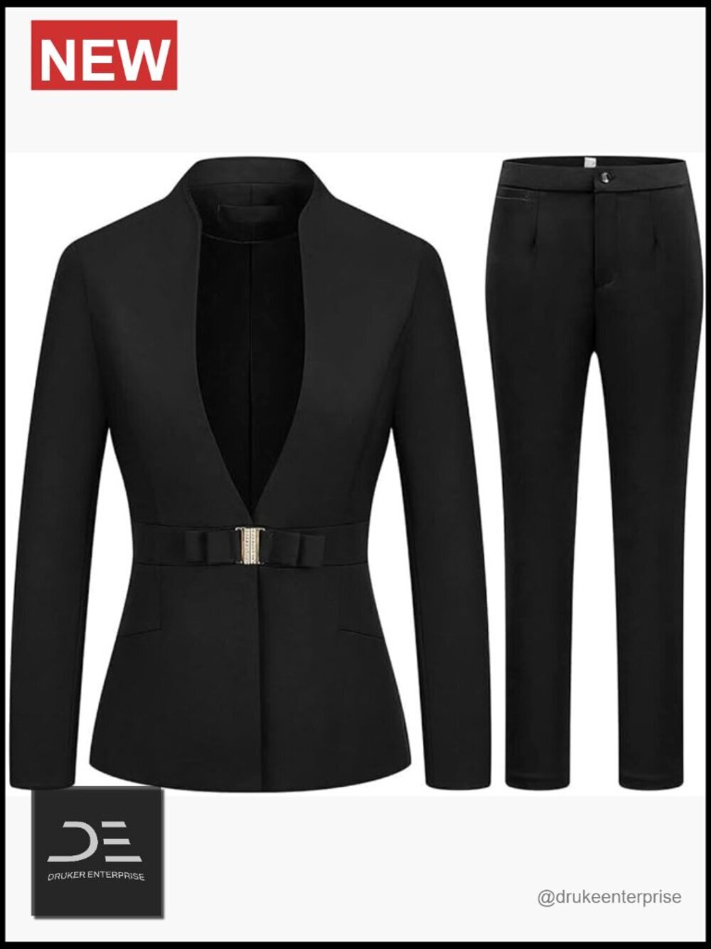 2 Pc Slim Fit Pantsuit Set Blazer & Trousers Business Office Work Suit